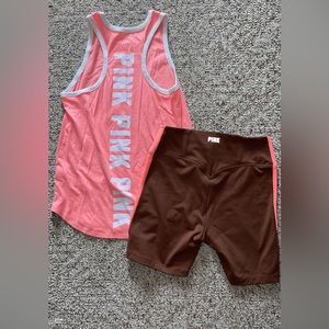 PINK ACTIVE WEAR TOP SIZE XS (FITS AS SMALL) BIKER SHORTS SIZE S ✨